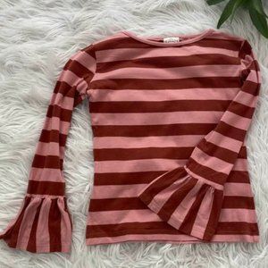 Persnickety Girls Striped Bell Sleeve Long Sleeve Shirt Jersey Fall Size 7